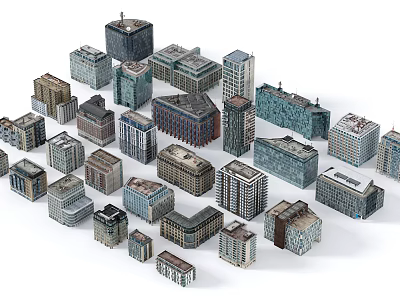 Diverse Urban Building Complex With Varied Heights Architectural Styles And Colorful Facades 3d model