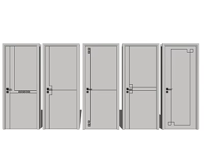 Modern Swing Doors with Various Panel Designs for Home Interior Decoration 3d model
