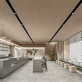 Modern Coffee Shop Interior Design With Bar Counter Comfortable Seating And Wall Art