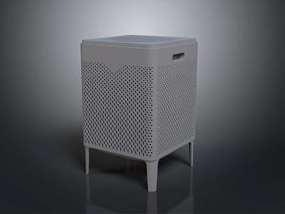 Modern Gray Cube Shaped Computer Case With Perforated Mesh Design And Elevated Legs 3d model