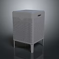 Modern Gray Cube Shaped Computer Case With Perforated Mesh Design And Elevated Legs 3d model