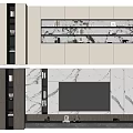 Modern TV Background Wall Interior Design With Marble Panels Storage Cabinets And Lighting Strips