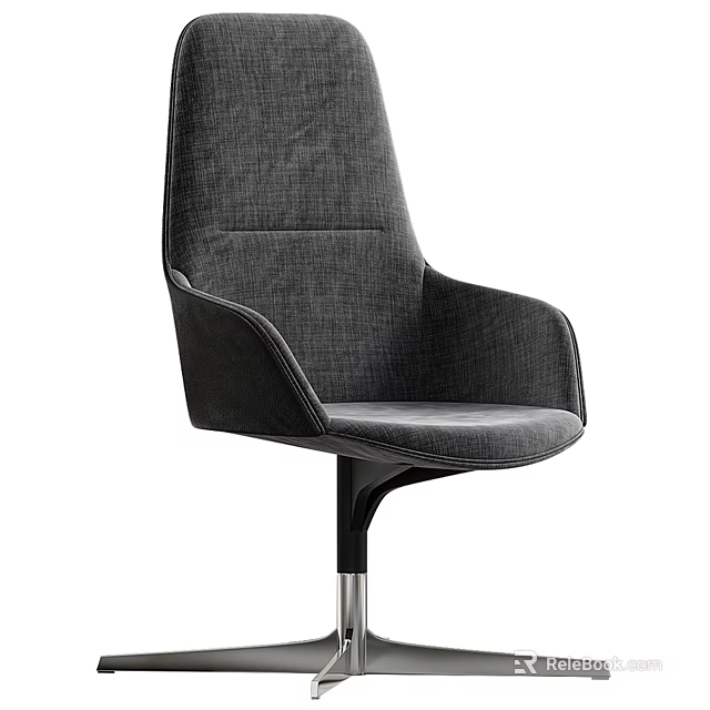 Modern Ergonomic Office Chair With Gray Fabric Armrests And Metal Base 3d model 