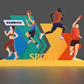National Fitness Campaign Promotion With Sport Figures In Various Sports Activities And SPORT Text