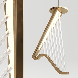 Modern chandelier metal harp shaped chandelier 3d model