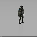 Full Body Military Character in Camouflage Uniform With Helmet Mask and Tactical Gear