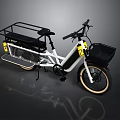 Yellow Battery Pack White Frame Electric Cargo Bicycle With Front Basket And Rear Rack