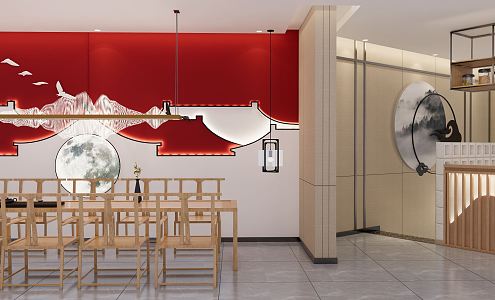 New Chinese Teahouse Culture Teahouse Aisle 3d model