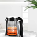 Modern Transparent Glass Electric Kettle With Black Handle For Boiling Water In Kitchen