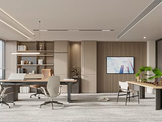Light Luxury General Manager Office Office Desk Tea Table Office Cabinet 3d model
