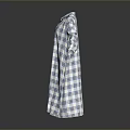 Blue White Plaid Long Sleeve Loose Fit Shirt Style Comfortable Home Wear Robe