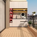 Modern Home Balcony Design With White Curtains Potted Plants And Seating Chairs