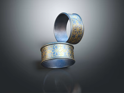 Elegant Blue Bracelets With Gold Geometric Patterns In Fine Jewelry Design 3d model