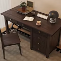 Retro style desk and chair combination 3d model