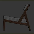 Minimalist Leisure Chair With Wooden Frame And Striped Fabric Backrest Seat Cushion