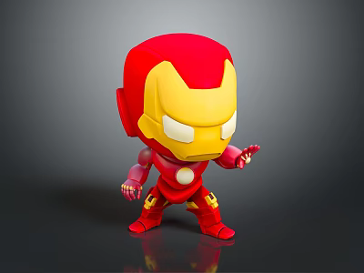 Chibi Style Iron Man Figurine In Red And Yellow With Outstretched Hand 3d model