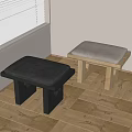 Modern Black And Light Wood Stools With Square Padded Seats In Wooden Floor Room