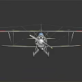 Vintage Biplane Model With Red Wings Gray Fuselage Blue Cockpit And Colorful Tail Propeller
