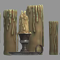Vintage Metal Candle Holder With Dripping Wax And Multiple Candles