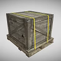 Wooden Crate Securely Packed With Stacked Household Items On Pallet