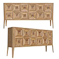 Wooden Console Table And Sideboard Design With Geometric Carved Patterns For Entryway 3d model