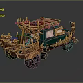 Unique Green Vehicle With Wooden Spiked Decorations And Roof Rack Design