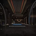 Modern Luxury Shop Front Desk With Curved Arch Lighting Decor Marble Countertop And Glass Partition
