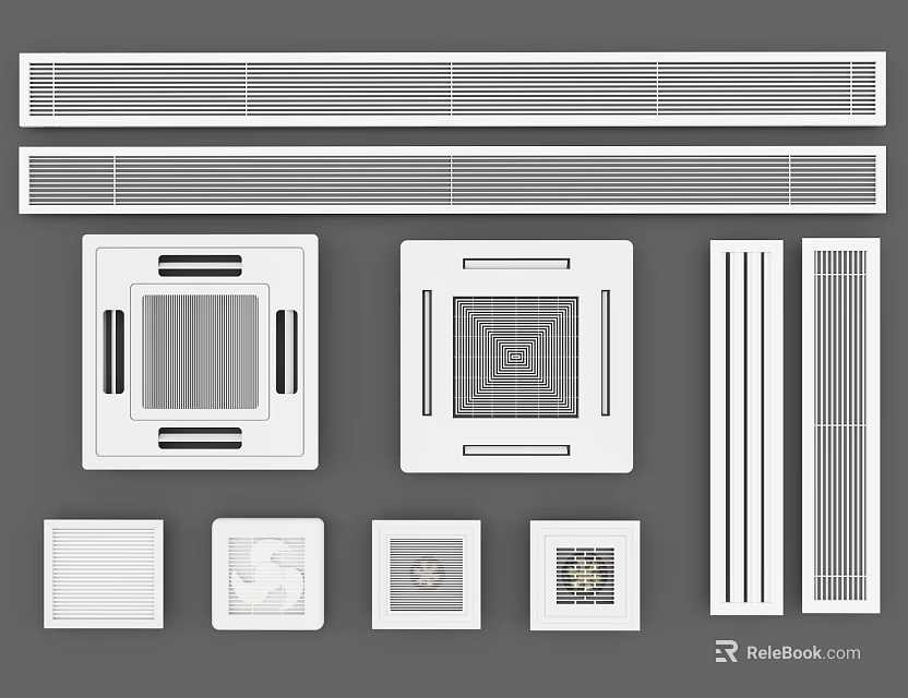 Various Types of Air Conditioner Vents with Different Design Styles 3d model 