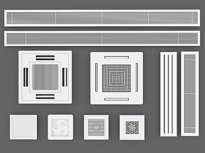 Various Types of Air Conditioner Vents with Different Design Styles 3d model