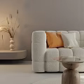 Cream Style Simple Modern Double Sofa Modular Sofa Tofu Block Sofa 3d model