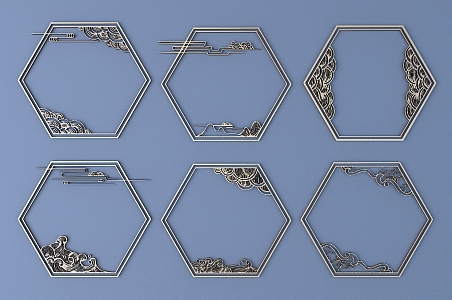 Chinese-style Metal Border Chinese-style Lace Ancient Pattern Chinese-style Element Pattern 3d model