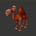 Cartoon Style Orange Camel With Single Hump Cheerful Expression And Standing Pose