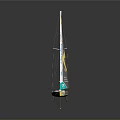 Yellow and Black Sailboat Model with Colorful Logos on Sail and Reflective Base