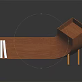 Modern Wooden Console Table With Open Top And Lower Shelf Holding Books