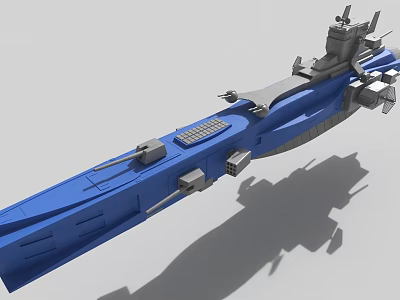 Blue Military Warship Model With Detailed Deck And Upper Structure 3d model