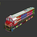 Red And White Train Model With Sleek Design And Reflective Surface On Gray Background 3d model