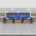 Modern Surveillance Control Room Interior With Multiple Monitoring Screens And Operator Chairs