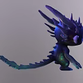 Small Blue Mythical Game And Movie Character With Glowing Blue Eyes Spiky Back And Spots 3d model