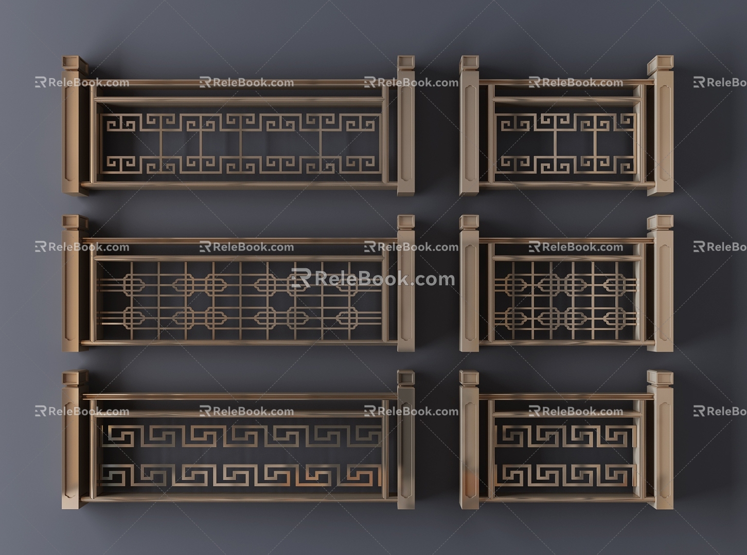 New Chinese-style Metal Railing Guardrail 3d model