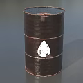Industrial Equipment Metal Oil Drum with White Drop Logo and Brown Finish