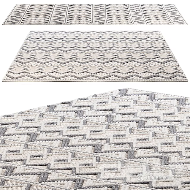 Square Rug With Geometric Pattern And Woven Texture For Modern Home Decor 3d model 