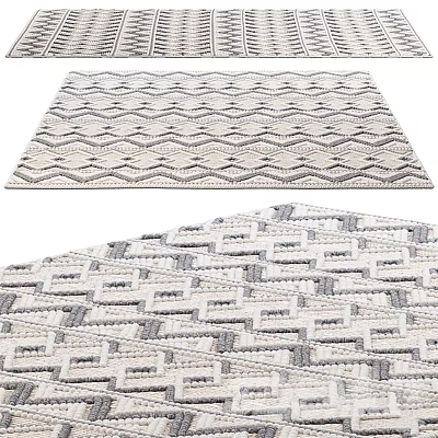 Square Rug With Geometric Pattern And Woven Texture For Modern Home Decor 3d model