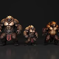 Muscular Reptile Characters in Simple Costumes Standing on Black Background