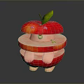 Sliced Layered Apple With Human Like Figure Green Leaf Tiny Feet And Small Sprout