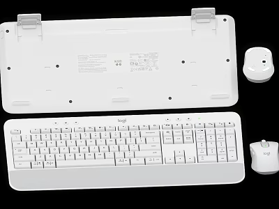 White Computer Keyboard and Mouse Set for Modern Desktop PC Accessories 3d model