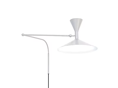 Modern Minimalist Wall Lamp With Curved Metal Arm And White Shade 3d model