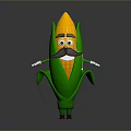 Cartoon Anthropomorphic Corn Character With Eyes Mustache Arms Legs Standing On Gray Background