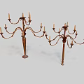 Two Vintage Brass Candelabra With Ornate Arms And Candle Holders