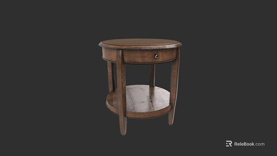 Classic Wooden Chest of Drawers With Brown Finish And Lower Shelf Storage 3d model 