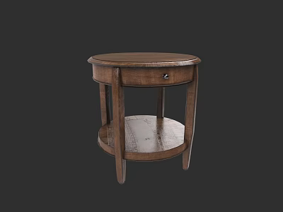Classic Wooden Chest of Drawers With Brown Finish And Lower Shelf Storage 3d model